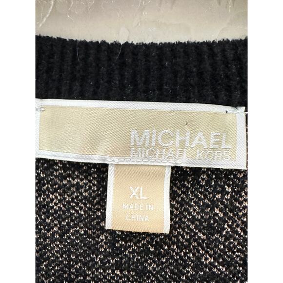MICHAEL KORS | Leopard Animal Print Thick Knit Short Sleeve Sweater | XL - Picture 5 of 6